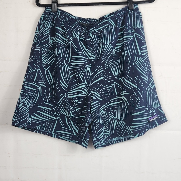 Patagonia Men’s Baggies Long Casual Swim Trunk Shorts Navy Palm Print Medium - Picture 2 of 15